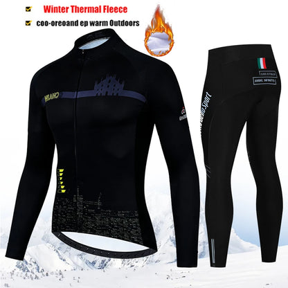 Winter Thermal Fleece Cycling Jersey Set Tour De Italy D&