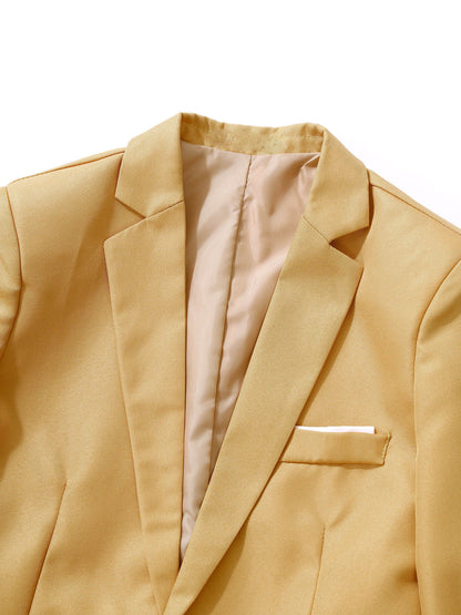 Men Gentleman Suit 2Pcs Formal Uniform Long Sleeve Lapel Blazer Jacket with Pants Office Meetings Business Wedding Party Outfits