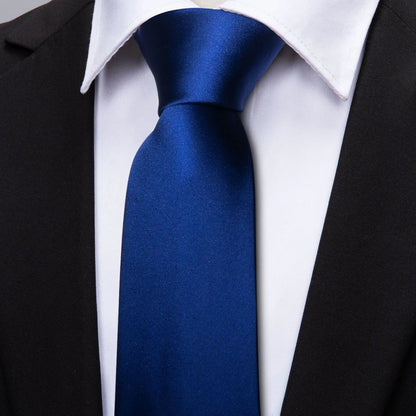 Barry.Wang Navy Royal Sky Blue Silk Men Tie Hanky Cufflinks Set Jacquard Teal Cyan Turquoise Necktie for Male Wedding Business