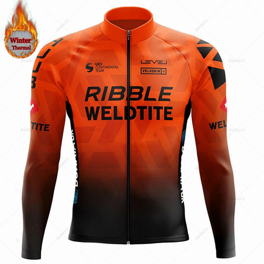 Team 2024 Winter Hot Wool Cycling Jersey Set Men Bicycle Suit Outdoor Sportswear MTB Bike Uniform Maillot Ciclisno Kit Triathlon