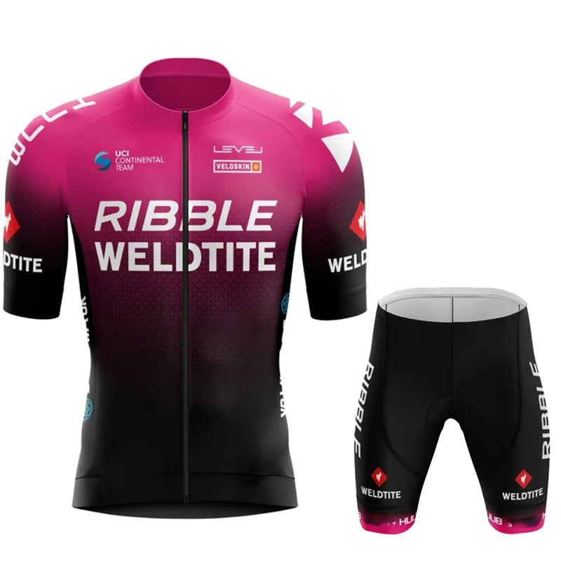 Ribble Weldtite Pro Team Cycling Jersey Set Summer Breathable Bicycle Men&