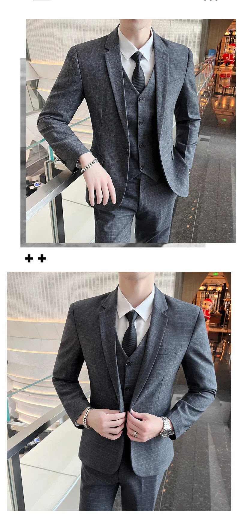 Suits  (blazer+ Vest + Pants) Men Fashion Business Casual Hosts Slim-fit Gentleman Wedding Work  Mens Suits 3 Piece M-5XL