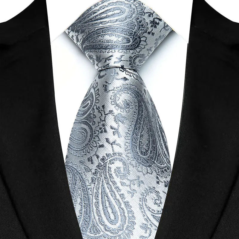 Luxury 8CM Mens Ties Solid Paisley Classic Business Necktie Jacquard Woven Neck ties For Men Groom Wedding Business Party