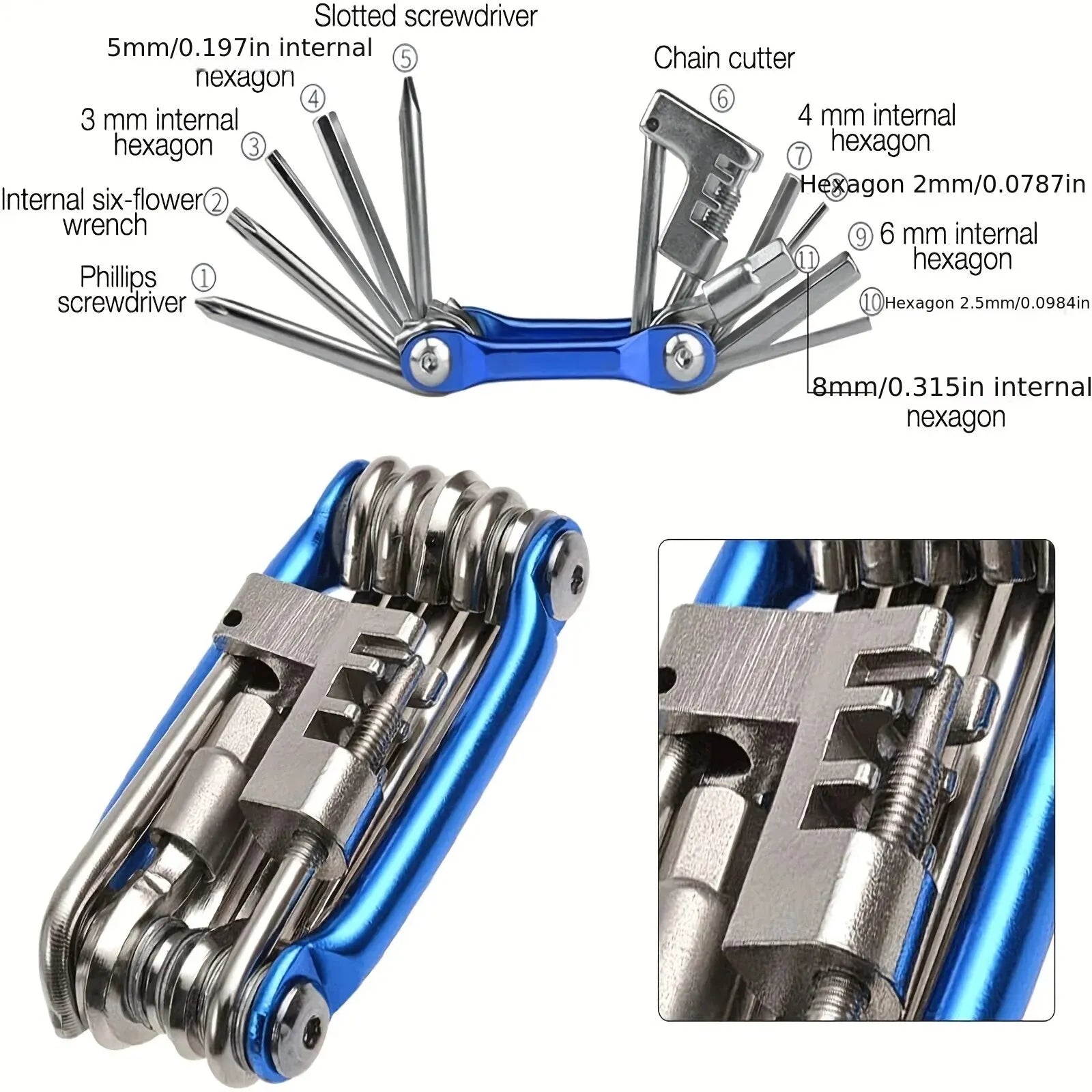 Cycling 11 in 1 Portable Multifunctional Bike Repair Tool Kit for Outdoor Bicycle Cycling