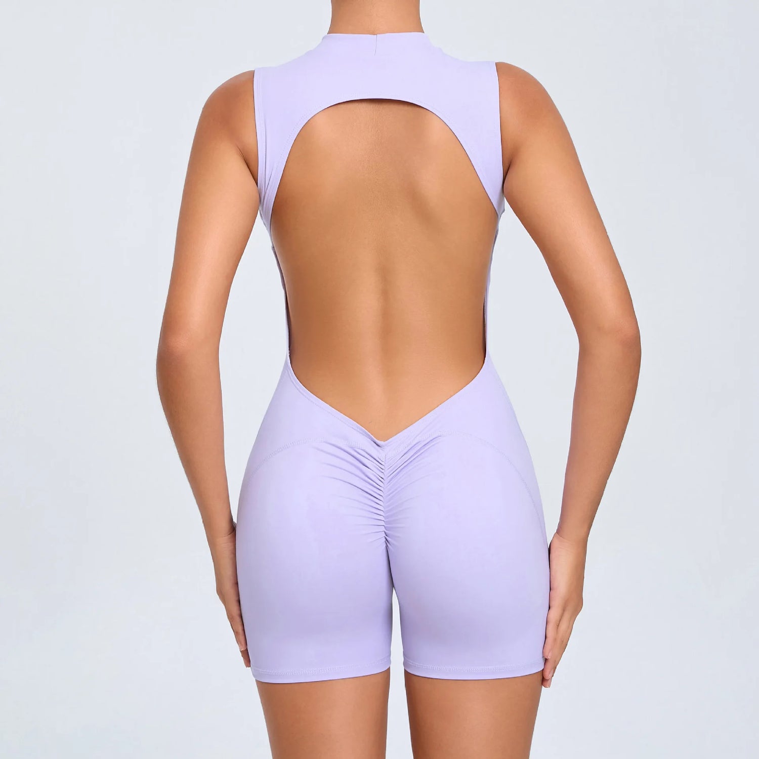 Women Sexy V Back Scrunch Sports Jumpsuit Women Gym Bodysuits Backless Workout One-Piece Suit Sportswear Fitness Short Rompers