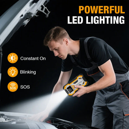 Jump Starter with Air Compressor 7000A Portable Car Battery Booster (9.0 Gas/6.5L Diesel) with 160PSI Auto-Shutoff Tire Inflator