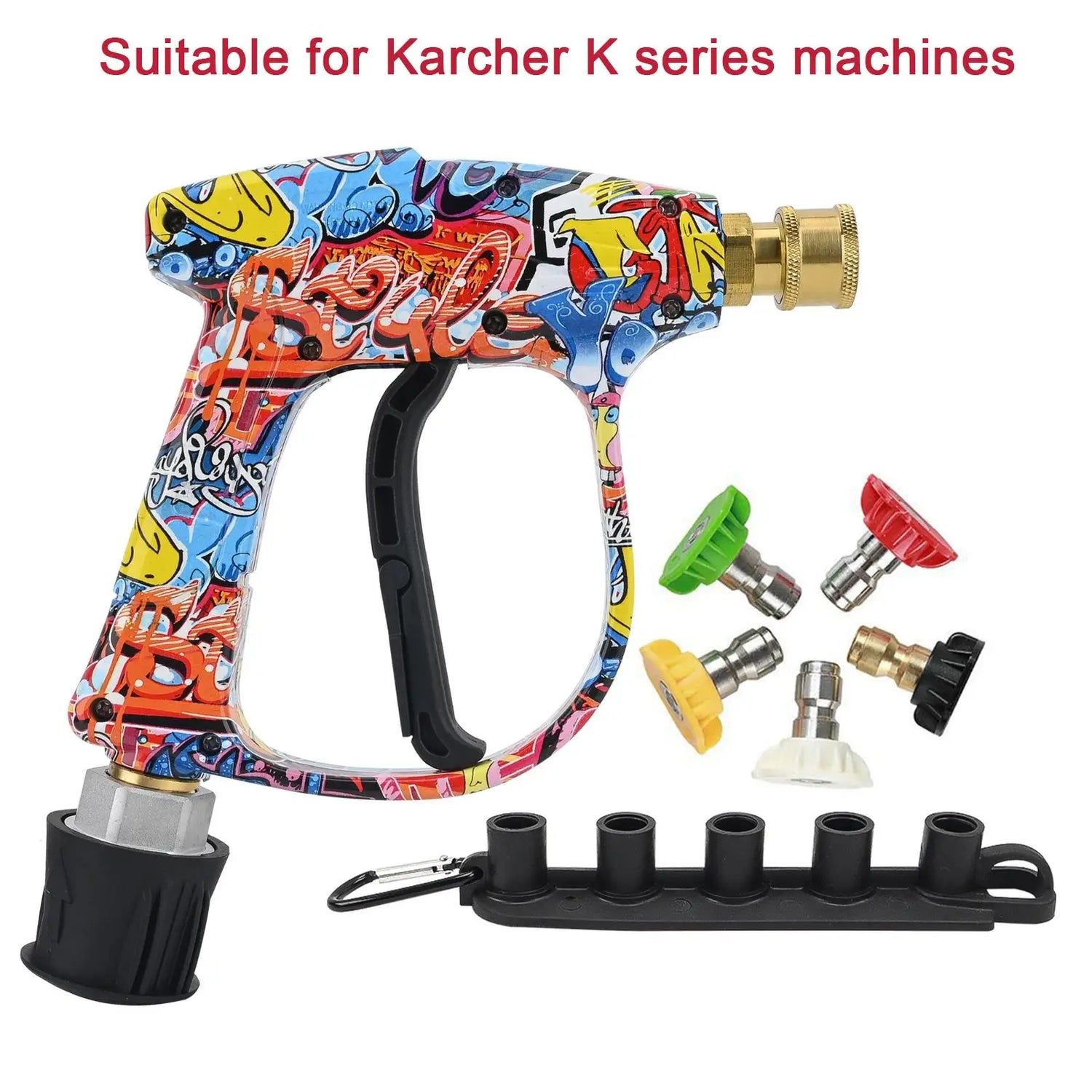 4350PSI High Pressure Water Gun with Graffiti Design, 1L Foam Cannon &amp; 1/4" Quick Connect, Battery-Free for Karcher K Series