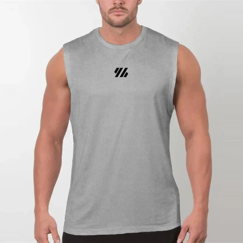2025 Summer Gym Vest High Quality Mesh Shirt Sleeveless T-shirts Men Tank Tops Basketball Running Fitness Sports Vest Men