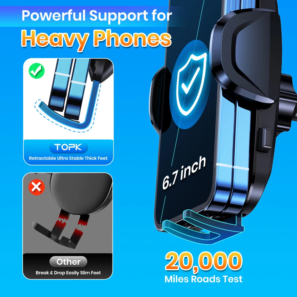 TOPK Phone Holders for Your Car Phone Holder Mount, 360° Rotation for Easy Viewing, Compatible with All Smartphones