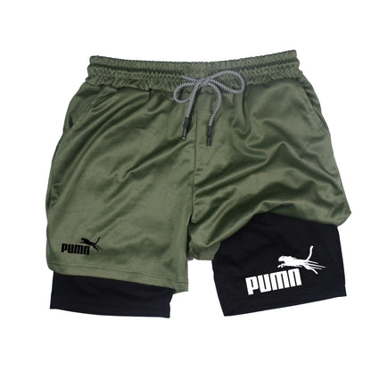 Summer breathable 2-in-1 double-layer shorts men&
