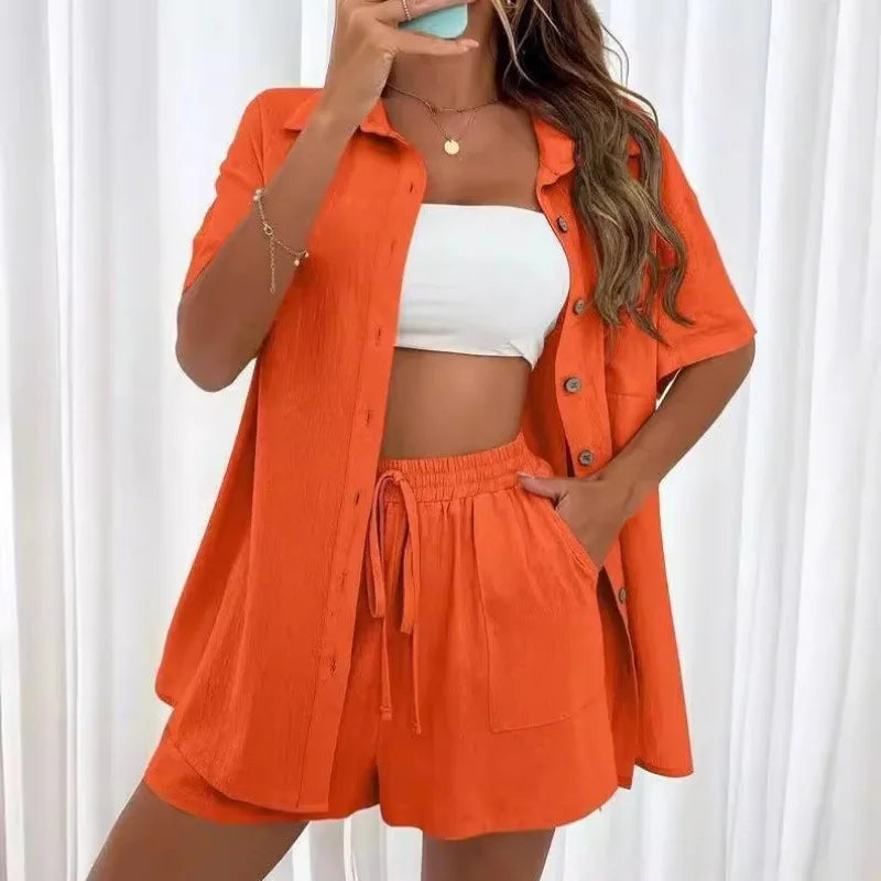 Faionable Casual ort Sve irt And orts Set Women&