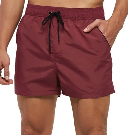 Men Summer Swim Shorts Swimwear Trunks Swimsuits Quickly Dry Surf Beach Board Elastic Waist Swim Pants Surffing Shorts with Mesh