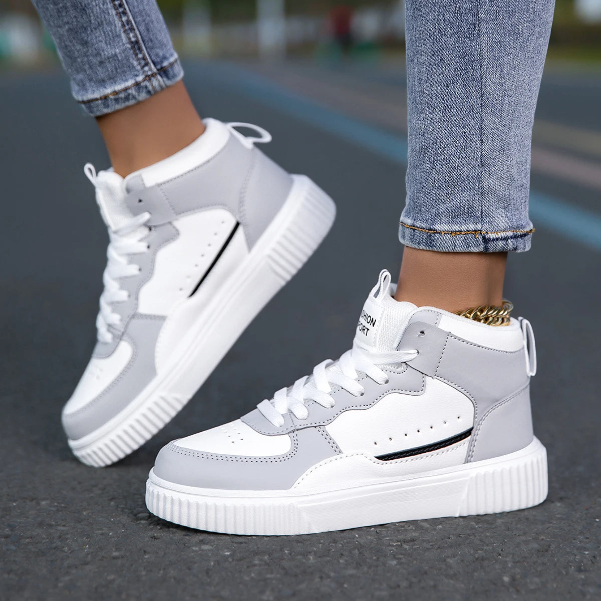 YRZL Women Shoes Skateboarding Shoes for Men Sneakers High Top Lightweight White Black Sports Running Outdoor Casual Shoes Men