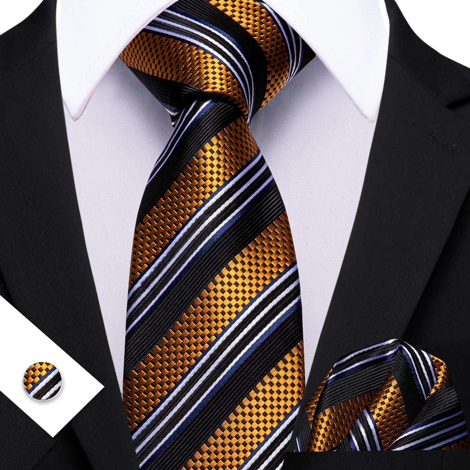 Barry.Wang Jacquard Brown &amp; Gold Men&
