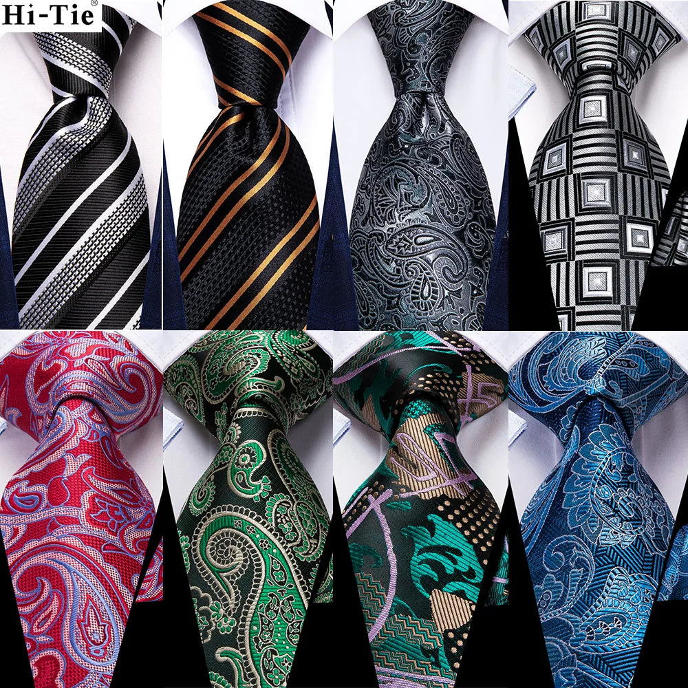 Hi-Tie Designer Burgundy Paisley 63inch Silk Mens Tie Extra Long Ties for Men Woven Classic 160cm Mens Necktie Pocket Square Set