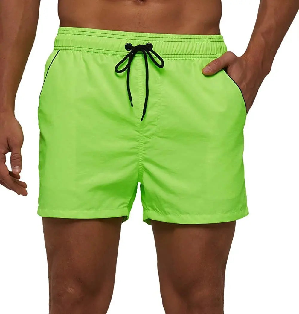 Men Summer Swim Shorts Swimwear Trunks Swimsuits Quickly Dry Surf Beach Board Elastic Waist Swim Pants Surffing Shorts with Mesh