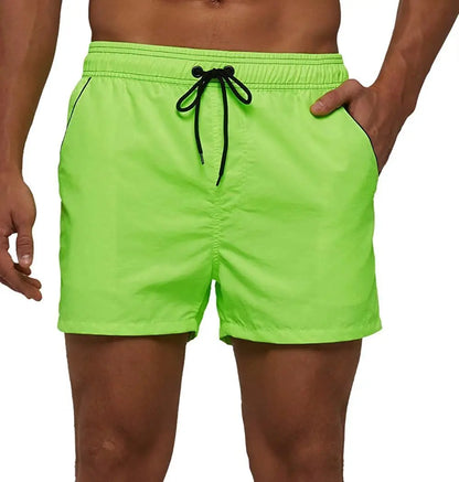 Men Summer Swim Shorts Swimwear Trunks Swimsuits Quickly Dry Surf Beach Board Elastic Waist Swim Pants Surffing Shorts with Mesh
