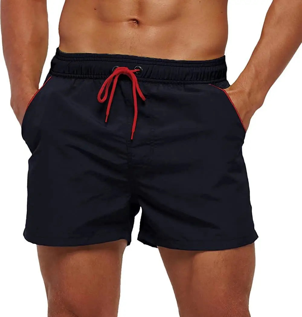 Men Summer Swim Shorts Swimwear Trunks Swimsuits Quickly Dry Surf Beach Board Elastic Waist Swim Pants Surffing Shorts with Mesh