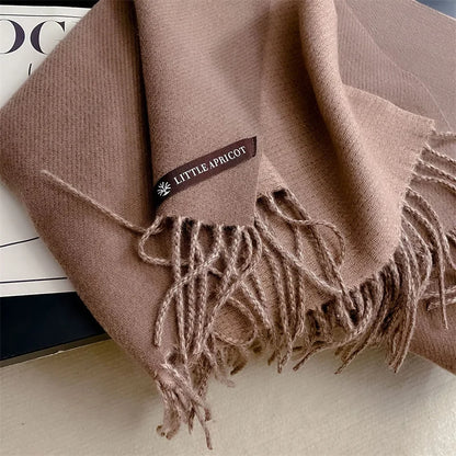 Winter Solid Color Cashmere Like Blanket Women Scarf Designer Thick Warm Pashmina Shawl Wraps With Tassel Poncho Stoles Echarpe