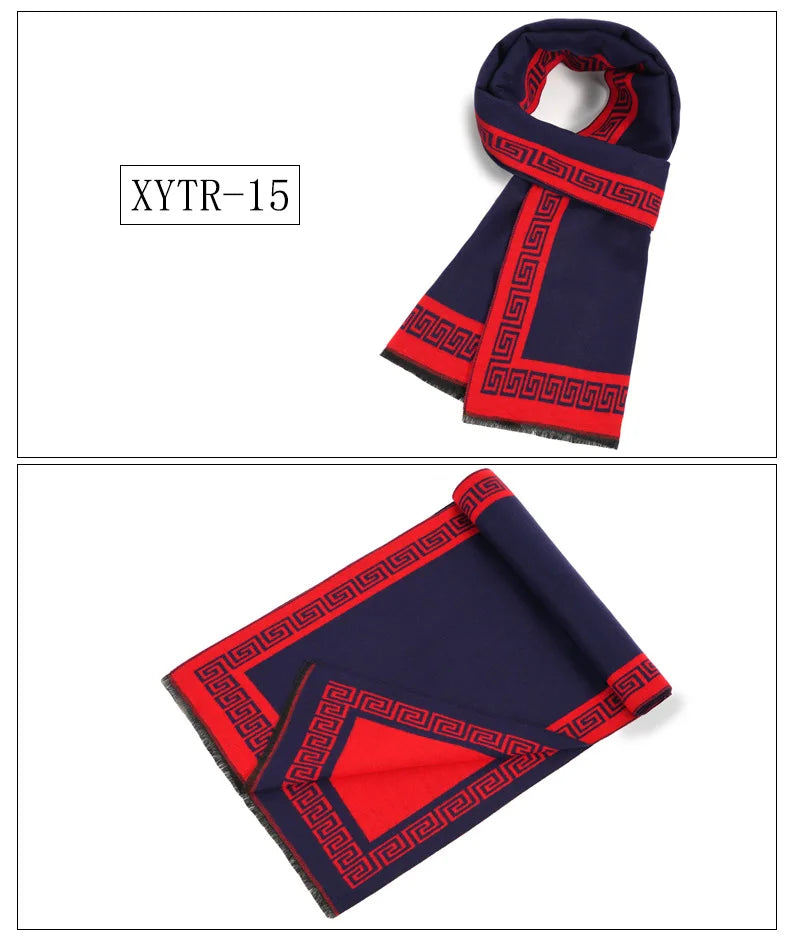 Classic Brand Scarfs for Men Thick Imitation Cashmere Shawl Scarves Winter Warm Business Muffler Scarves Long Wrap