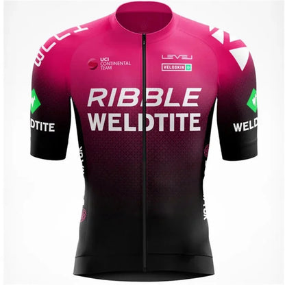 Ribble Weldtite Pro Team Cycling Jersey Set Summer Breathable Bicycle Men&