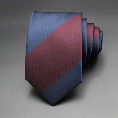Luxury 7CM Mens Tie Necktie Red Green Stripes Solid Tie For Man Groom Jacquard Woven Neck Tie For Business Wedding Party