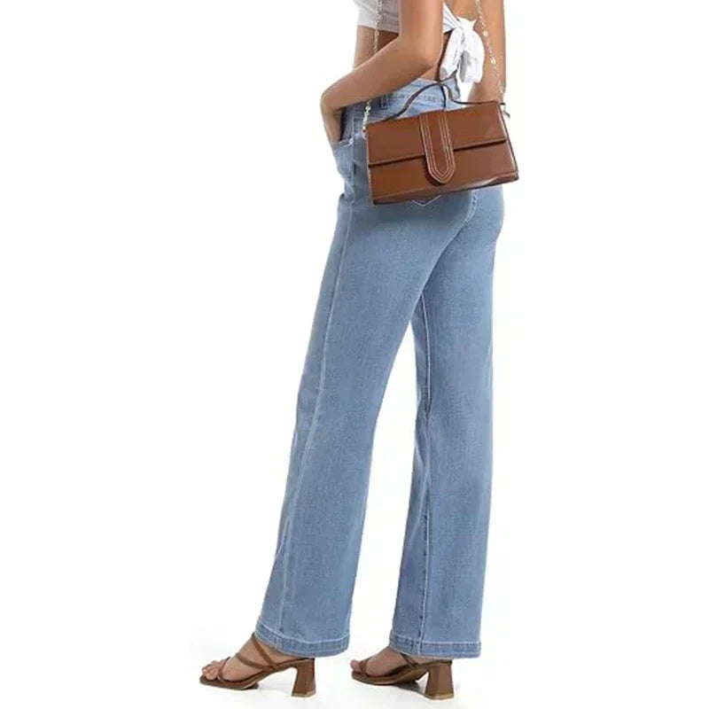 2025 Ins Fashion Jeans Women Comfortable High Waisted White Jeans Girls Thin Stretch Denim Pants Female Straight Leg Trousers