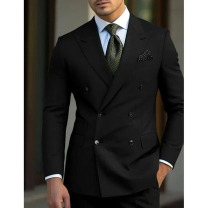 man 2 piece outfit set Pointed collar high-quality slim jackets men&