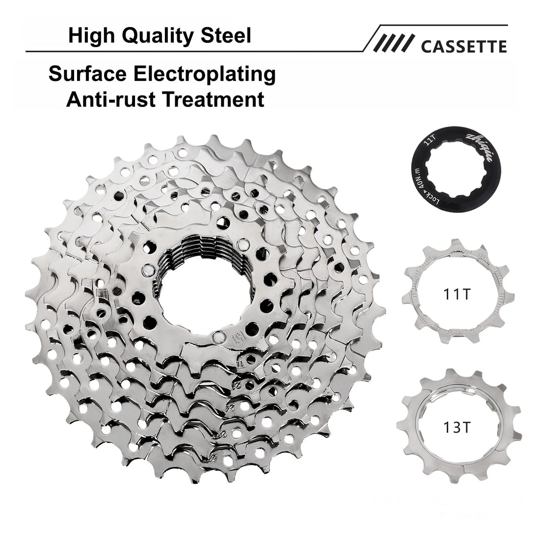 Bike Freewheel,Bicycle Cassette Freewheel 8S(11T-32T)/9S(11T-36T)/10S(11T-42T)/11S(11T-46T)/12S(11T-52T),Cycling Parts