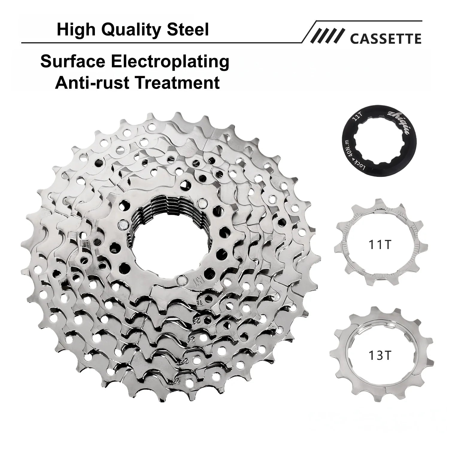 Bike Freewheel,Bicycle Cassette Freewheel 8S(11T-32T)/9S(11T-36T)/10S(11T-42T)/11S(11T-46T)/12S(11T-52T),Cycling Parts