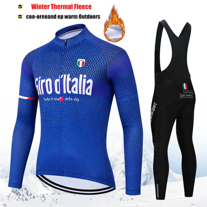Winter Thermal Fleece Cycling Jersey Set Tour De Italy D&