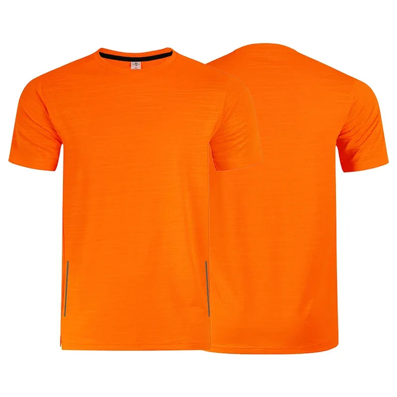 Muscle Training Compression T-shirt Man Running Dry Fit Tee Plain Color Plus Size Gym Men&
