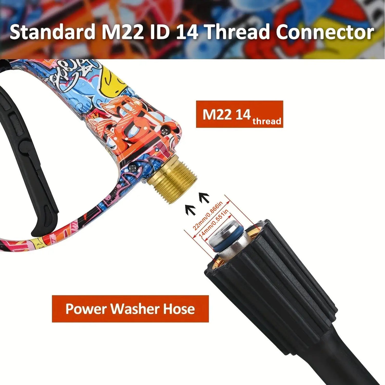 4350PSI High Pressure Water Gun with Graffiti Design, 1L Foam Cannon &amp; 1/4" Quick Connect, Battery-Free for Karcher K Series