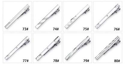 8pcs Tie Clips Metal Diamond With Box For Men Wedding Mens Necktie Clips Set Chrome Stainless Steel Jewelry Gentleman Ties Pin