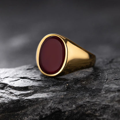Luxurious Retro Black Agate &amp; Tiger Eye Stone Men Women  Trendy Ring - Casual Fashion, 316L Stainless Steel Handmade Jewelry