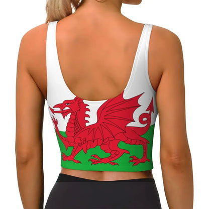 Women Sexy Sports Vest Wales Flag Female Streetwear Sport Lingerie Tee Crop Top