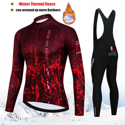 Winter Thermal Fleece Cycling Jersey Set Tour De Italy D&