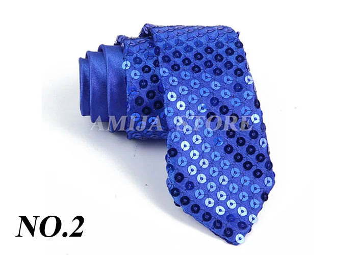Shiny Sequins Neck Ties Men Women Stage Black Pink Blue Glitter Performance Prom Paillette Accessories Fashion Party 5cm Necktie