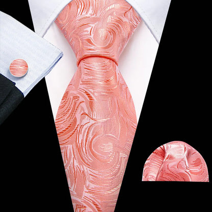 Barry.Wang Colorful Men Tie Handkerchief Cufflinks Set Novelty Floral Necktie for Male Designer Wedding Business Party Gift