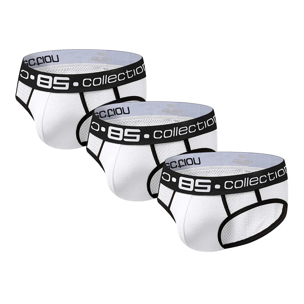 3Pcs Pack Brand Men Underwear Mesh Qucik-Dry  Sexy Men Briefs Breathable Mens Slip Cueca Male Panties Underpants Briefs
