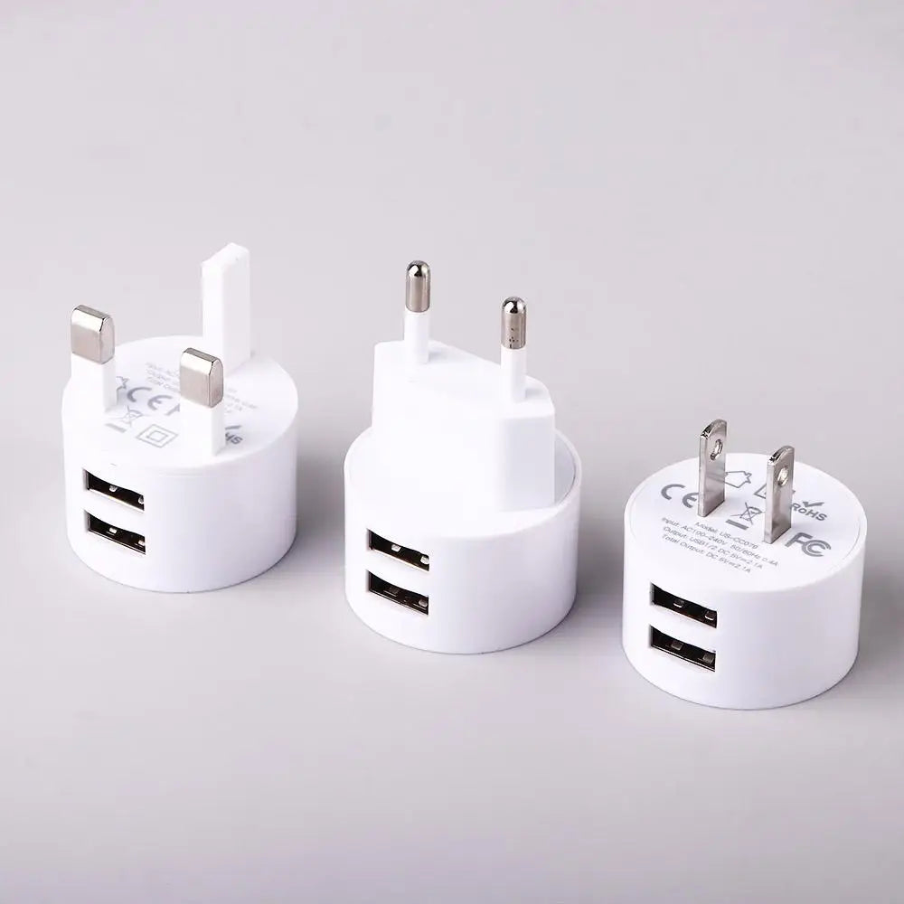 5V 2.1A Min EU UK US Plug Mobile Phone Charger for Mobile Phone 2 Ports White Travel Wall Charger