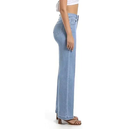 2025 Ins Fashion Jeans Women Comfortable High Waisted White Jeans Girls Thin Stretch Denim Pants Female Straight Leg Trousers