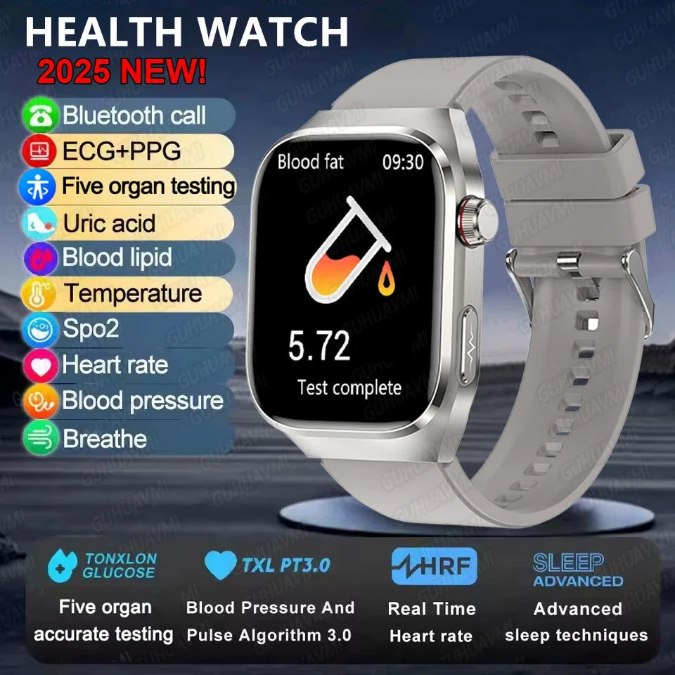 2025 New Smart Watch 2.04-inch AMOLED Screen Bluetooth Call IP68 Waterproof 650mA Sports Smartwatches Men Android Military-Grade