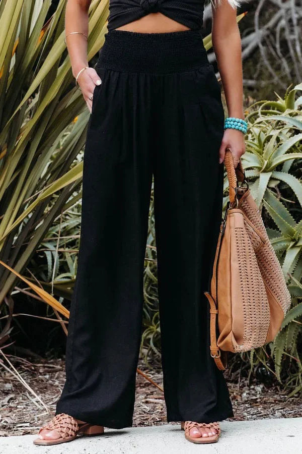 Casual Pants, Casual Style, Drawstring, Distressed Mid Waist,Women&