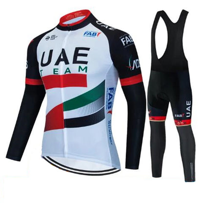 2026 UAE Team Autumn Long Sleeve Cycling Jersey Set Bib Pants Ropa Ciclismo Clothing Bike Uniform Men Bicycle Clothes Mailllot