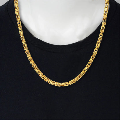 Gold Color Stainless Steel 4mm Byzantine Link Chain Bracelets Necklace For Women Men Fashion Party Wedding Jewelry Sets Gifts