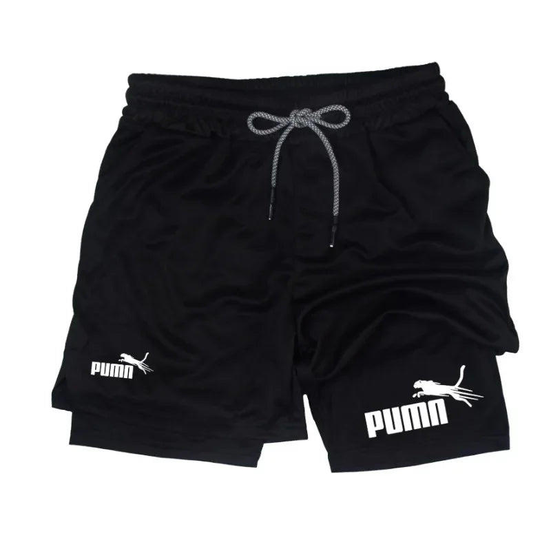 Summer breathable 2-in-1 double-layer shorts men&