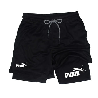 Summer breathable 2-in-1 double-layer shorts men&