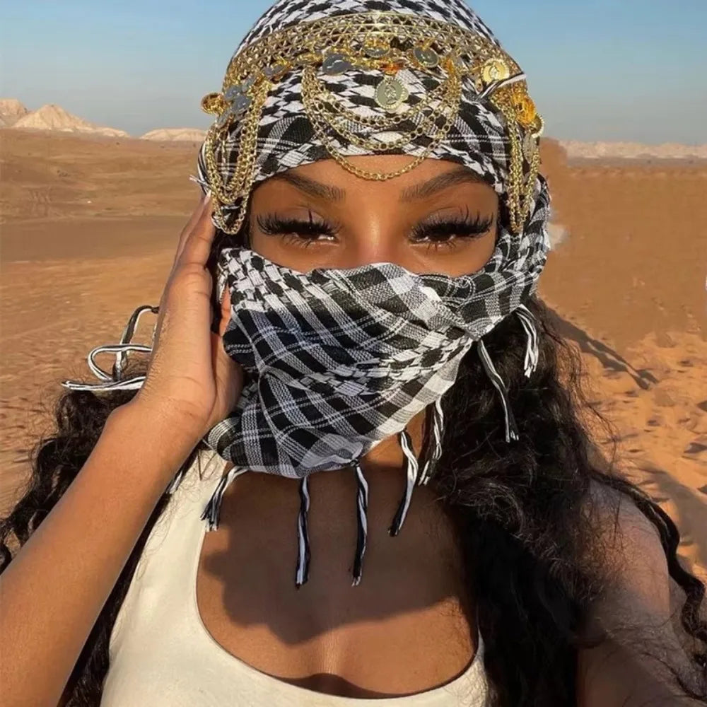 Arabic Scarf Large Arab Shemagh Headscarf with Tassel Costume Desert Scarf Head Neck Scarf for Men Women new Scarf &amp;Wrap