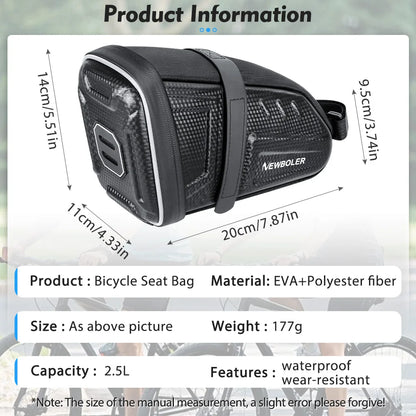 2025 NEW Waterproof Bicycle Saddle Bag MTB Road Bike Saddlebags Reflective Striped Bicycle Tool Holder Bag MTB Accessories